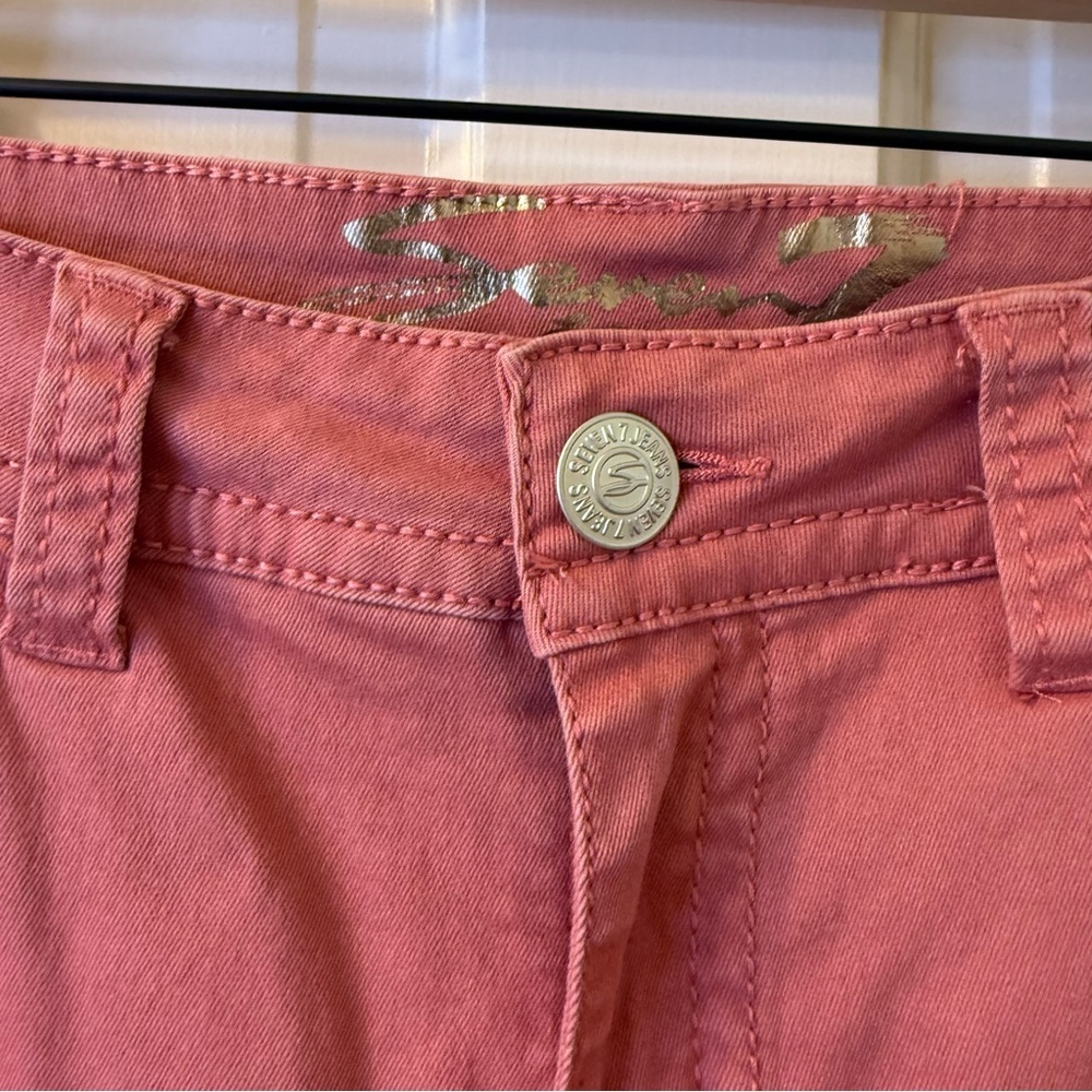 Seven7 Pink Cropped Ankle Jeans Size 14 - Picture 3 of 9